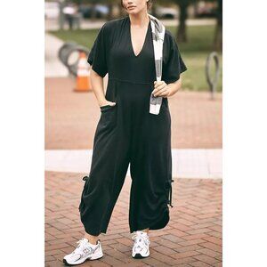 Anthropologie Daily Practice Horizon Jumpsuit with adjustable drawstring legs.